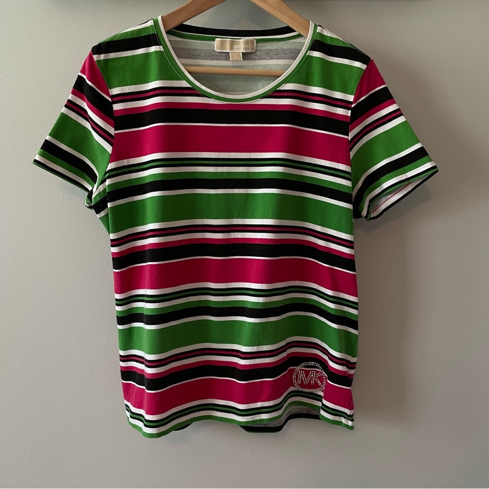 Michael Kors CUTE!!! Striped Tee, cotton blend, XL, EUC